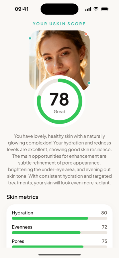 Skin score screen
